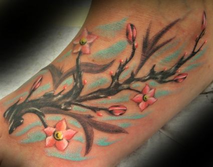 Cherry Blossom Tattoo Pic On Feet